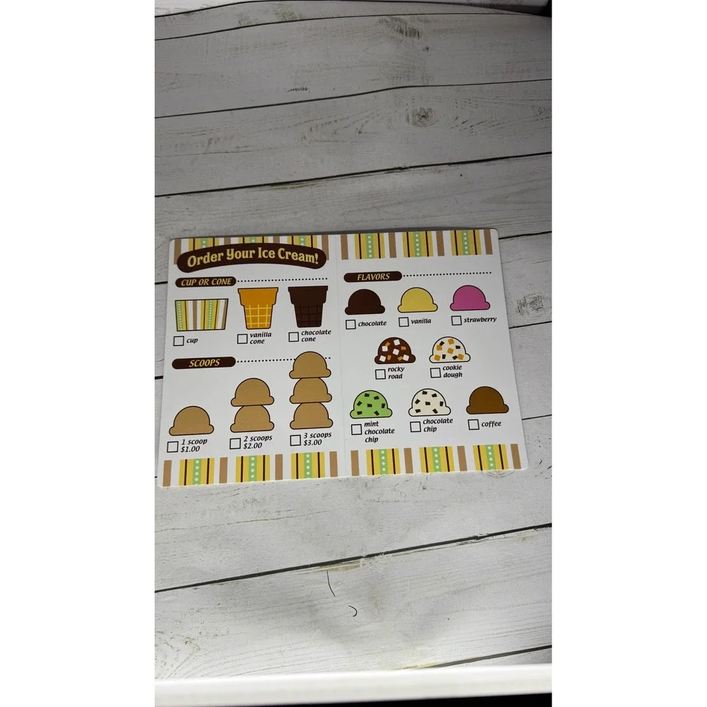 Melissa & Doug Scoop & Serve Ice Cream Counter‎ Menu and Play Money Replacement